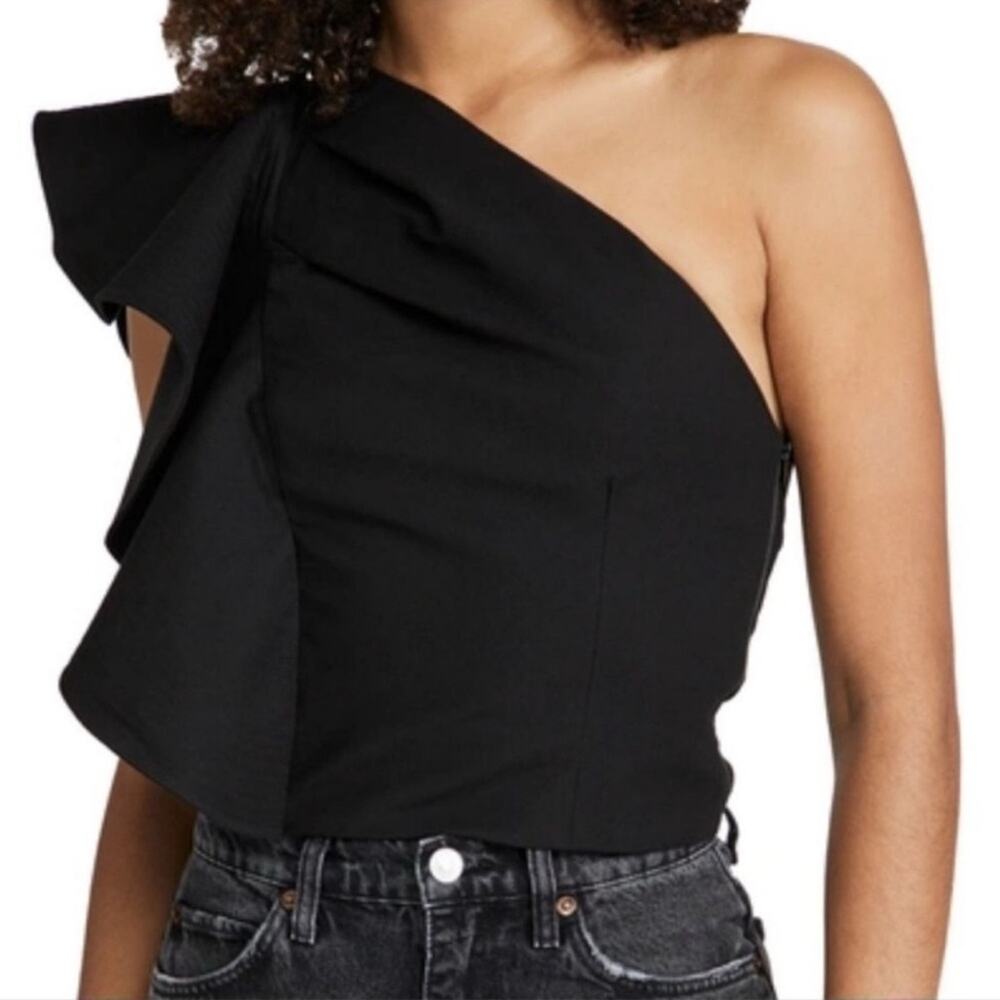 AMUR Black Ruffle One-Shoulder Blouse 6